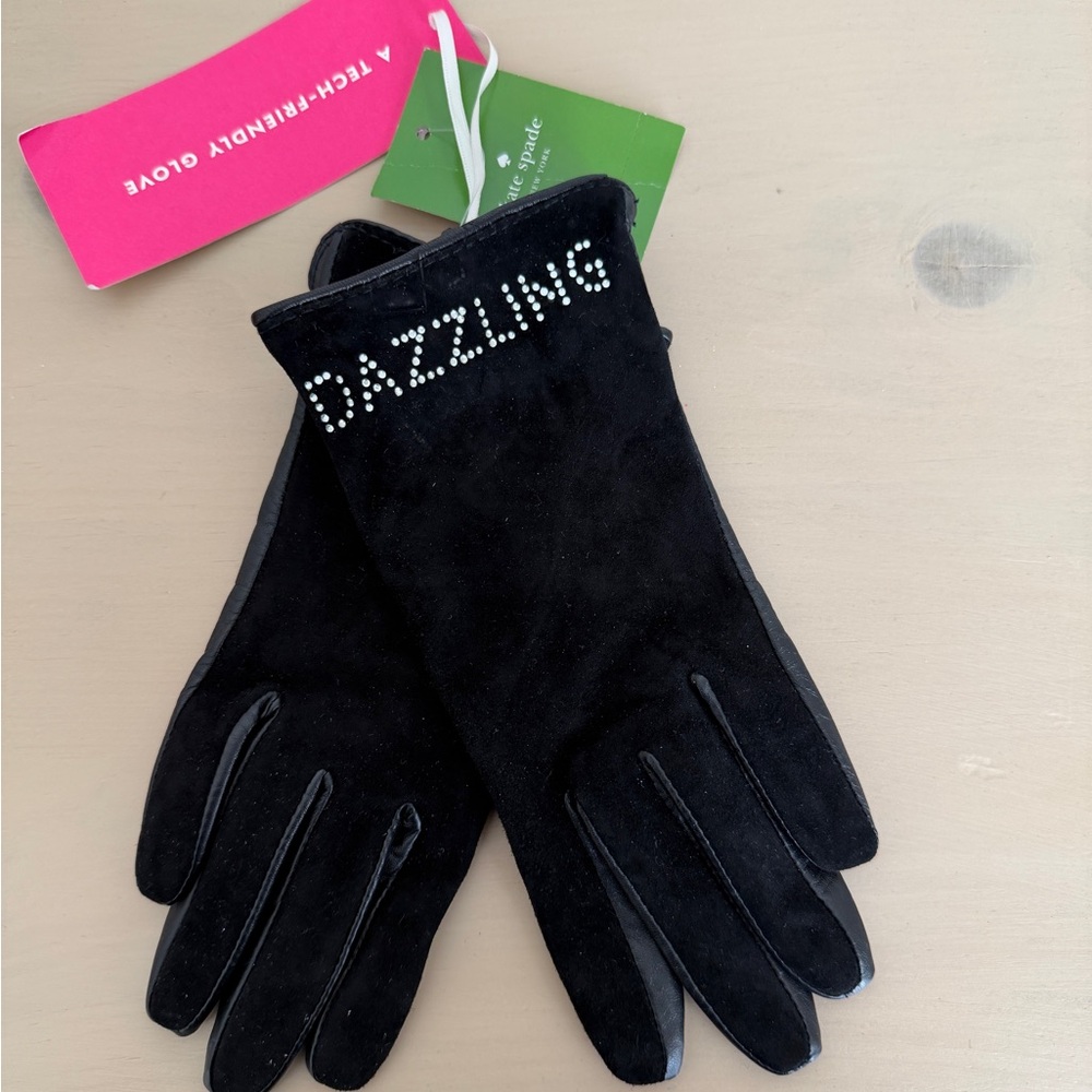 New Kate Spade Rare vintage (new) Black Leather Tech friendly Gloves- s/m